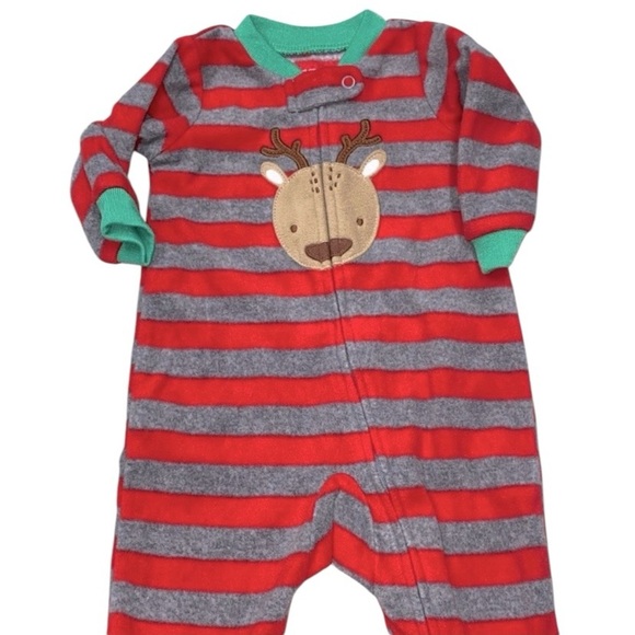 Carters striped reindeer Christmas pajamas size 3 months - Picture 1 of 6